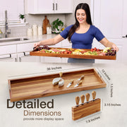 Tidita Acacia Charcuterie Board, 36 x 12 Inch with Metal Handles