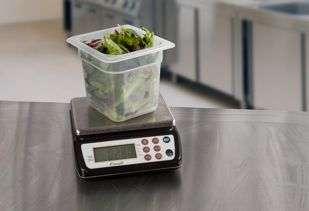 Digital Kitchen Scale 33 lb Capacity Square by San Jamar – 3.75 inches, Plastic, Stainless, Model SCDG33BK