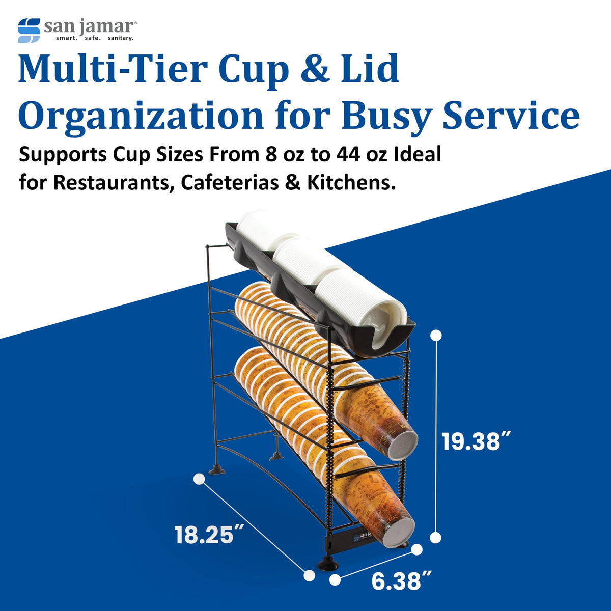 San Jamar 4 Tiers / Open Frame / Black Food Dispensers