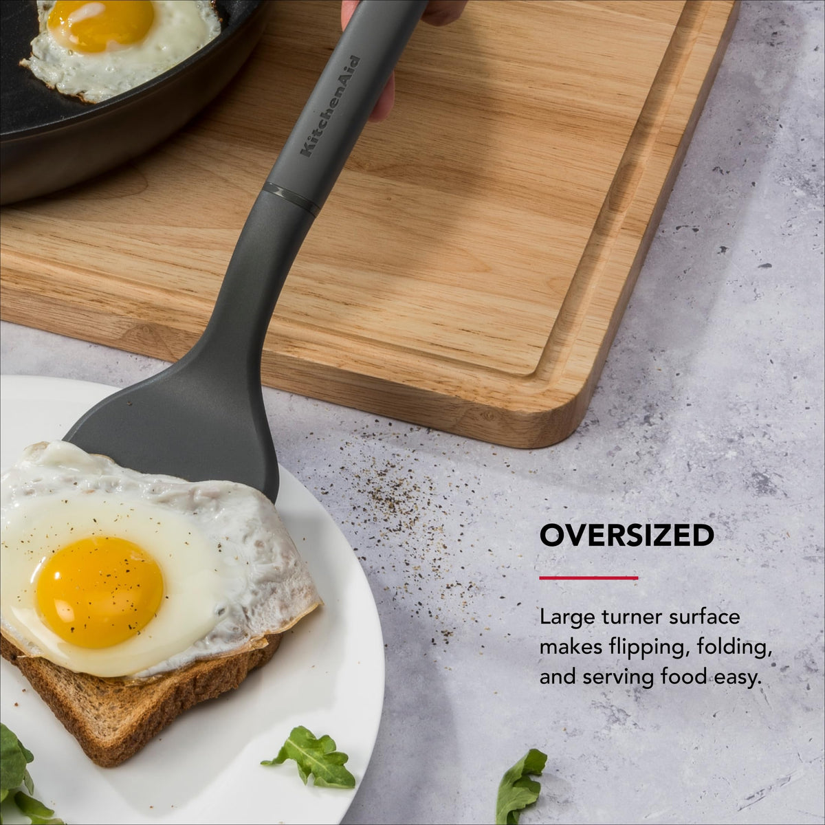 Solid Turner by KitchenAid – 13.6 Inch, Plastic, Charcoal Gray, Model KHA001OHCGA