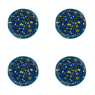 Bella Holiday Appetizer Plates (Driedels & Lights) by 10 Strawberry Street – 6", Ceramic, Driedels & Lights, Pack of 4, Model S4-BELLA-APP-XMAS