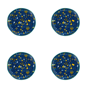 Bella Holiday Appetizer Plates (Driedels & Lights) by 10 Strawberry Street – 6", Ceramic, Driedels & Lights, Pack of 4, Model S4-BELLA-APP-XMAS