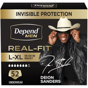 Real Fit Incontinence Underwear for Men by Depend – Large/X-Large, Polypropylene, Black, Pack of 2, Model 10036000465805