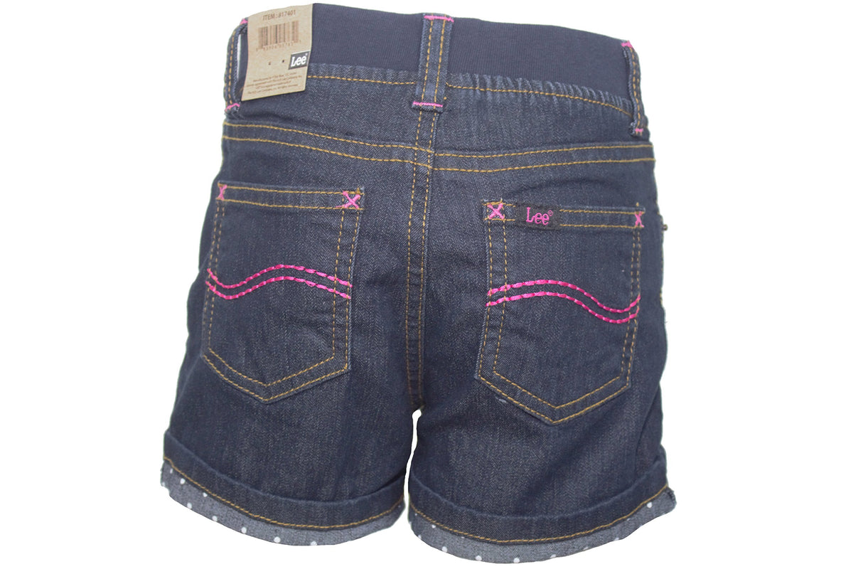 Girls 2-6X Stretch Denim Shorts 4T Dark Blue Wash by Lee – Polyester, Dark Blue Wash