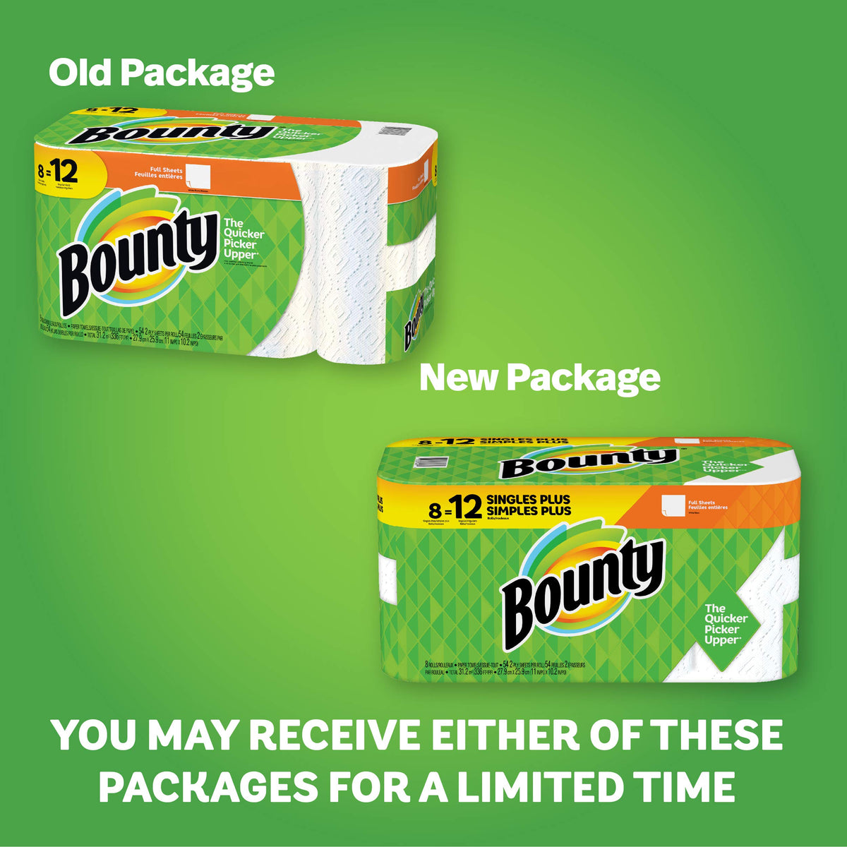 Bounty 1 / 54 Count (Pack of 8) / White Paper Towels