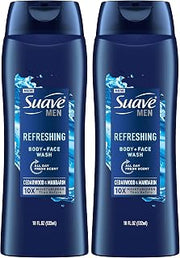 Suave Men Face & Body Wash, Refreshing Body Cleanser for Moisturized Skin, With an All day Fresh Scent 18 oz (Pack of 2)