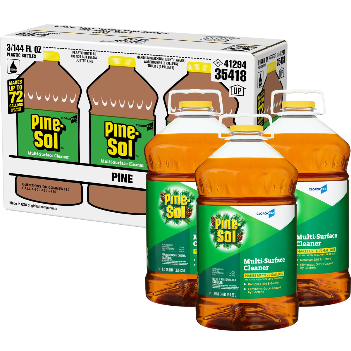 Pine-Sol 144 Fl Oz (Pack of 3) / Pine Scent / 1 All-Purpose Cleaners