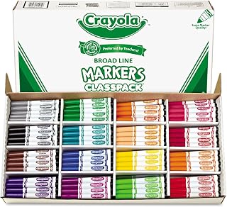 Crayola Non-Washable Classpack Markers, Broad Point, 16 Classic Colors, 256/Box