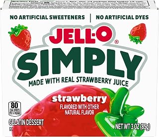 Jell-O Simply Strawberry Gelatin Dessert Mix, 3.0 oz Box