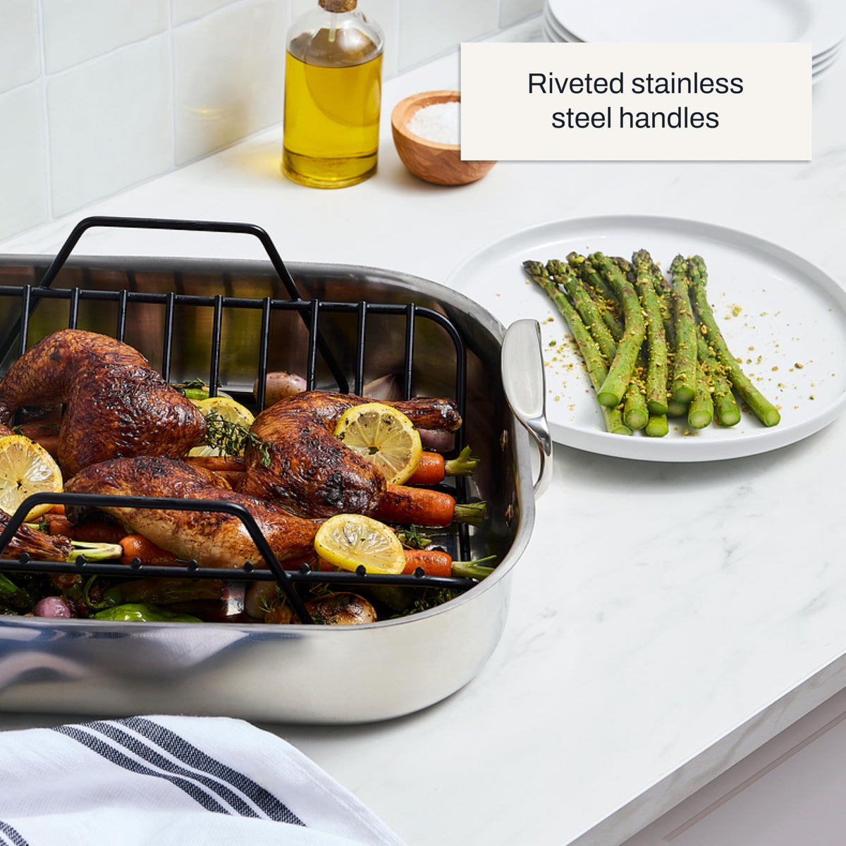 All-Clad Stainless Steel Roaster with Rack, 13 x 16 Inch, Silver