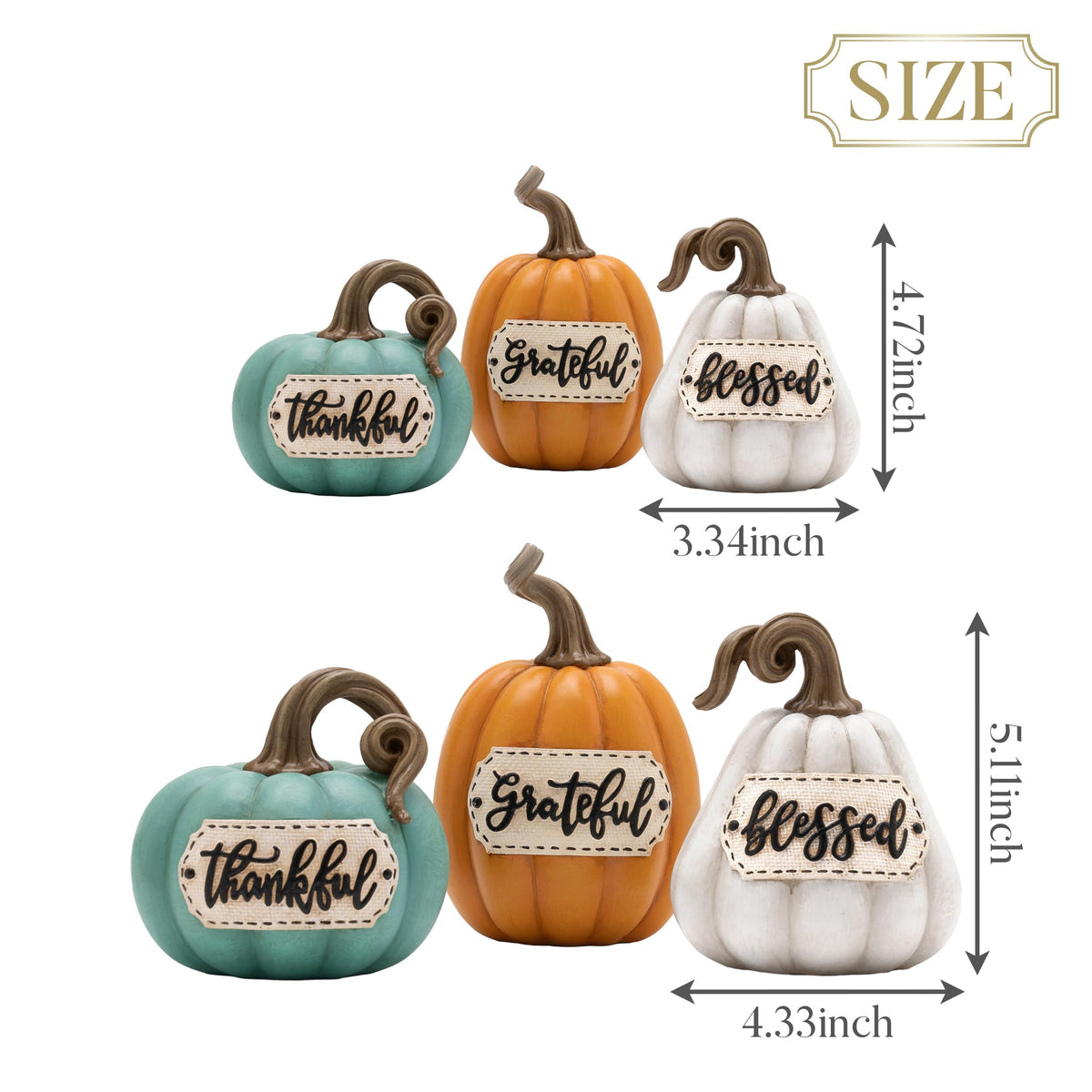 Valery Madelyn Resin Pumpkin Figurines, Set of 3, Orange