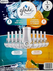 Glade Scented Oil Refills - 5 Sky & Sea Salt + 4 Sunshine Citrus + 1 Warmer