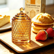 QFkris Crystal Honey Pot with Dipper, Champagne, 1 Piece