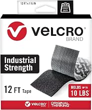 VELCRO Brand Heavy Duty Tape - 12 Foot Roll, Holds 10 lbs, 1.5" Width, Black (VEL-30836-USA) (Pack of 12)
