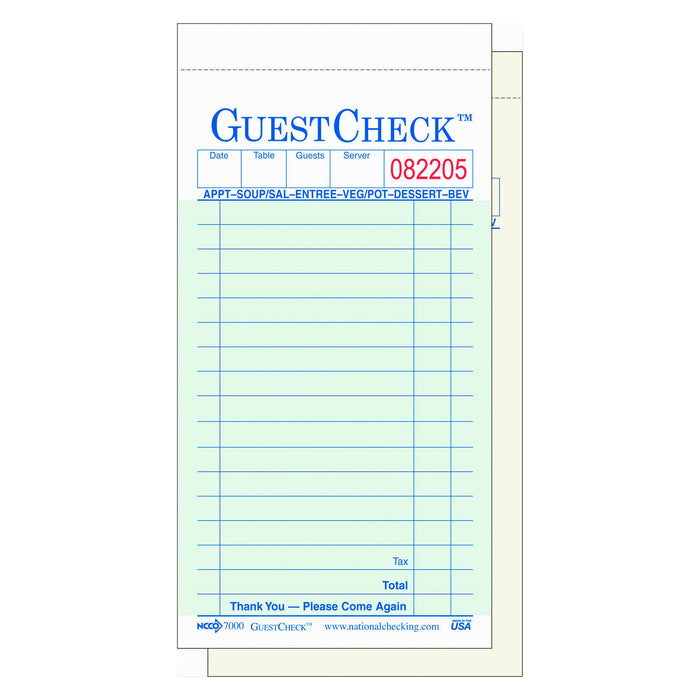 National Checking NTC G7000 Two-Part Carbonless GuestCheck Pad, 3-1/2" x 6-3/4" (Pack of 50)