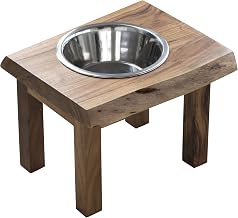 AWLSPF: Acacia Wood Live Edge Single Bowl Pet Feeder Stand