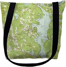 Betsy Drake TY653M 16 x 16 in. Sunapee Lake New Hampshire Nautical Map Tote Bag - Medium