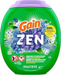 Gain Super Sized Flings Laundry Detergent Pacs, Zen, 3-in-1 Detergent Pacs with Febreze and Oxi, 45 Count