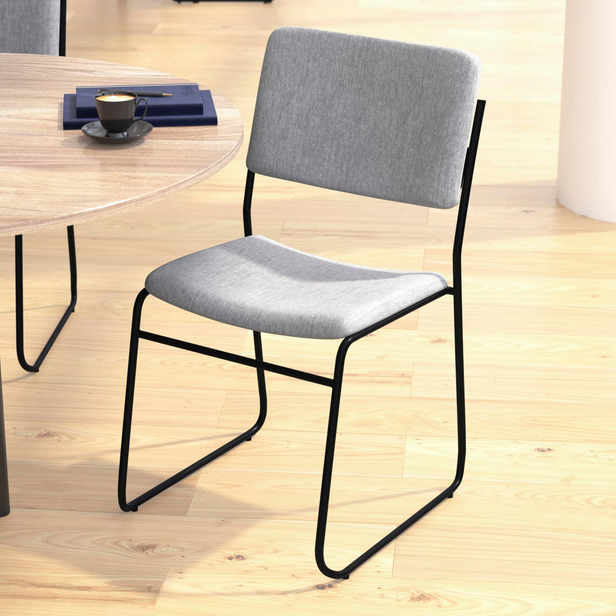 Flash Furniture Gray Fabric/Black Frame / Set of 1 / Contemporary Stacking Chairs