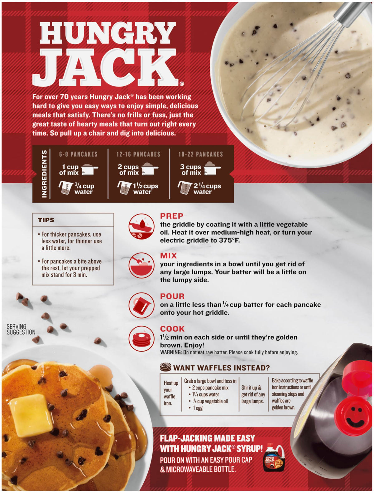 Complete Chocolate Chip Pancake & Waffle Mix 28 oz by Hungry Jack – 28 Ounce (Pack of 1), Model 231-03-0008