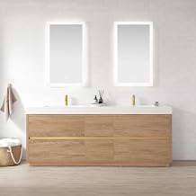 Huesca 84" Double Bath Vanity in North American Oak with White Top