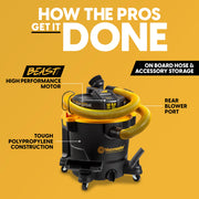 Professional Beast VJH1211 PF 0205 12-Gal 5.5 PHP Wet/Dry Vac by Vacmaster – 12 Gallon, 12 gallons, Black/Orange, Model VJH1211PF 0205