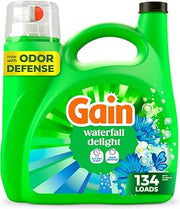 Gain Liquid Laundry Detergent with Odor Defense, Waterfall Delight Scent, Laundry Soap For HE Washing Machines, 177 fl oz, 134 Loads (Packaging May Vary)