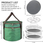 Tmrioplep Pie Carrier Set with Lids and Handles, 12 Inch, Green