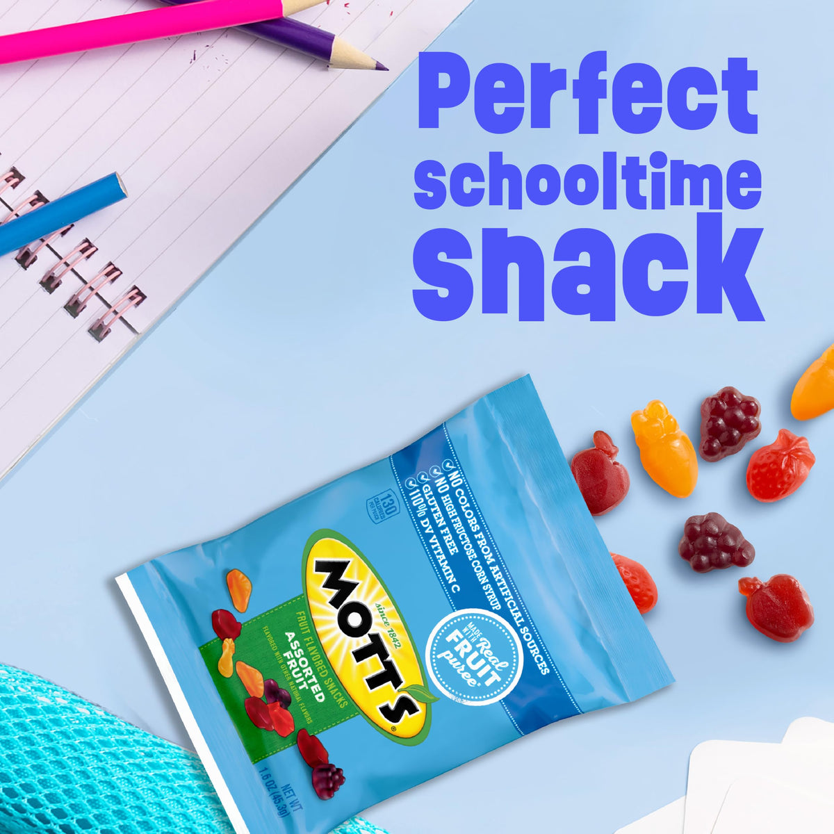 Assorted Fruit Flavored Snacks by Mott's – 1.6 Ounce (Pack of 144), Pack of 144