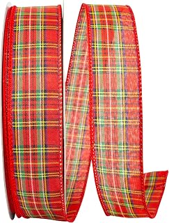 Reliant Ribbon Tradition Plaid Value Wired Edge Ribbon, 1-1/2 Inch X 50 Yards, Multi