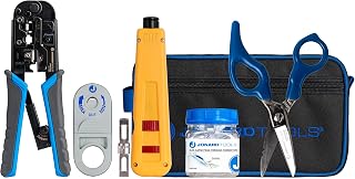 Jonard Tools TK-RJ550 VDV Installation Tool Kit with Network Crimping Tool, Wire Stripper, Punchdown Tool, RJ45 Connectors, and Ergonomic Scissors