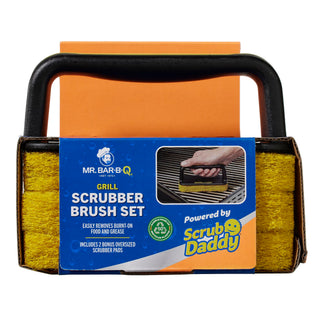 Grill Scrubber Brush Set Powered by Scrub Daddy by Mr. Bar-B-Q – Nylon, Black and Yellow, Model 60404SDZ