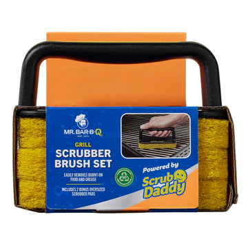 Grill Scrubber Brush Set Powered by Scrub Daddy by Mr. Bar-B-Q – Nylon, Black and Yellow, Model 60404SDZ