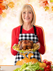 Geetery Thanksgiving Aprons with Pockets, 4 Pack, Black White Turkey