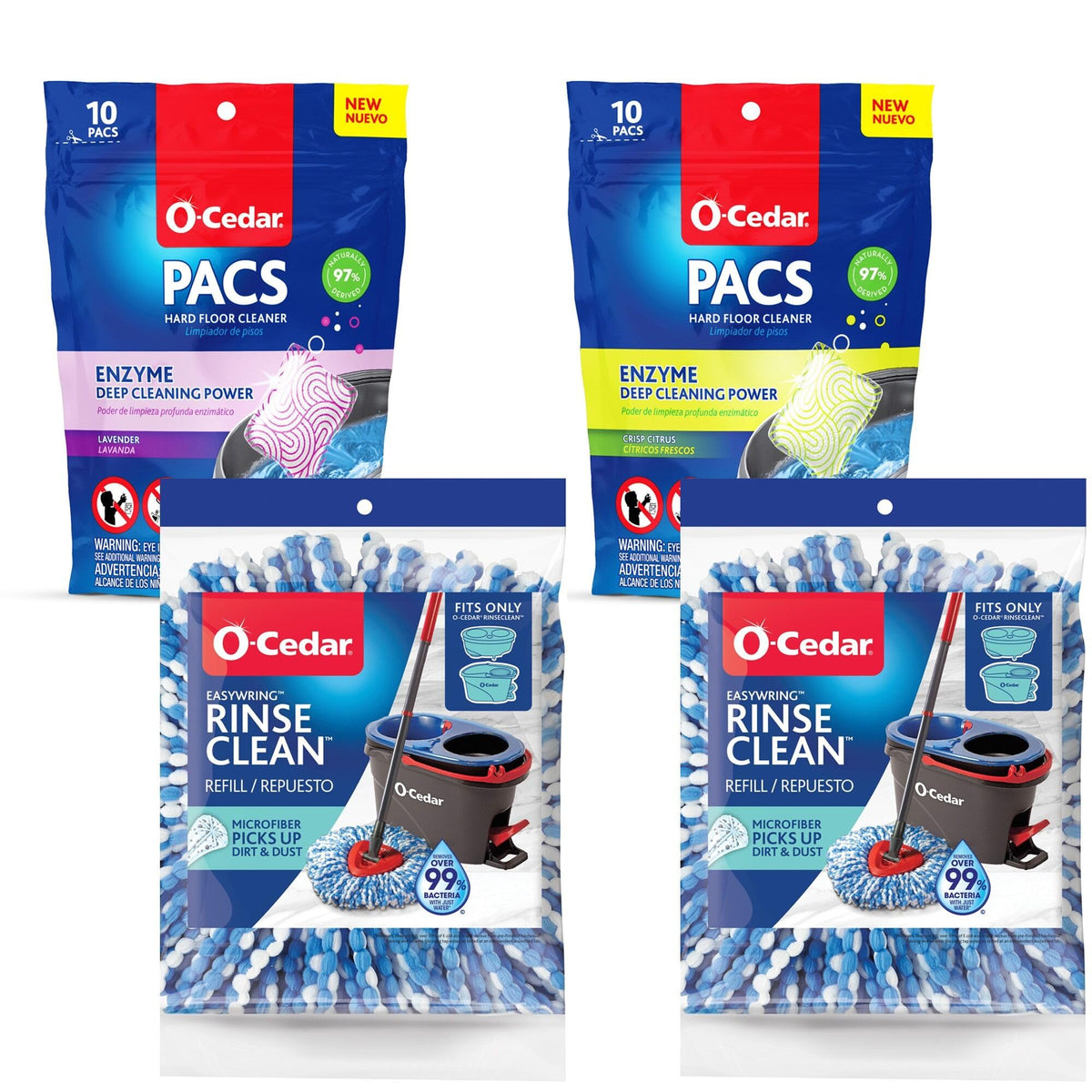 O-Cedar 2 RC Refills + 2 PACS / 4 Count (Pack of 1) / 1 Replacement Mop Pads