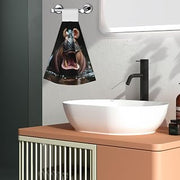 Playful Hippo Splash for Hanging Kitchen Towels | Kitchen Tie Towel, 2 Pcs Hand Tie Towels, Hand Dish Cloth, Hang Towel With Loop, Absorbent Towel, Fast Drying Hang Towel