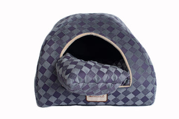 Cat Bed Model by Armarkat – 16.5"L x 13"W x 16.5"H, Fabric, Purple/Gray, Model C65HHG/LS