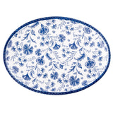 Blue Heritage Wildflower Oval Serving Platter by 10 Strawberry Street – 14" x 10", Dolomite, Blue Wildflower, Model TOI-14-15-005
