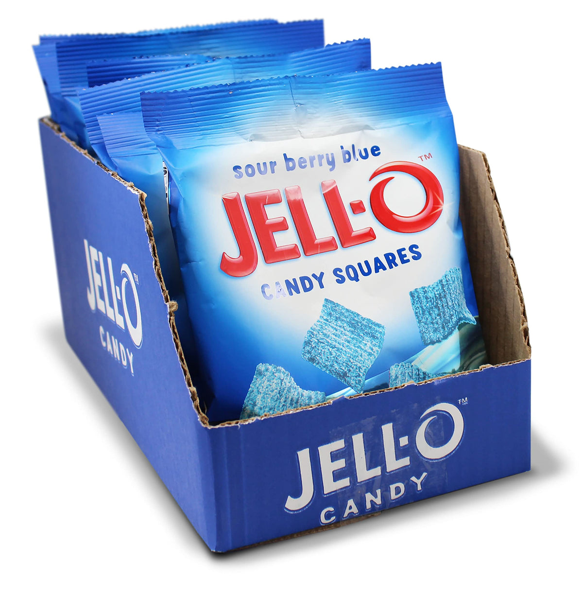 JELL-O™ Sour Candy Squares | Sour Berry Blue | Chewy Sweet and Sour Candy | Sharing Size by Morris National Inc – 4.5 Ounce (Pack of 12), Blue, Pack of 12