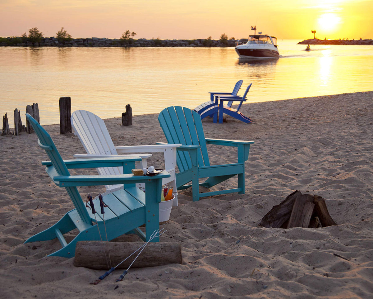 South Beach Adirondack Chair by Polywood – 31.25 x 33.75 x 38.5 inches, Plastic, Lime, Model SBA15LI