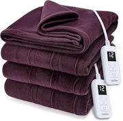 Sunbeam Royal Ultra Fleece Heated Electric Blanket Queen Size, 90" x 84", 12 Heat Settings, 12-Hour Selectable Auto Shut-Off, Fast Heating, Machine Washable, Warm and Cozy, Cabernet