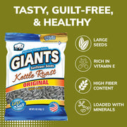 GIANTS Kettle Roast Sweet & Salty Sunflower Seeds - Sunflower Seeds Bulk by GIANTS SUNFLOWER SEEDS – 5 Ounce (Pack of 12), Pack of 12, Model 24555