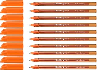 Schneider Vizz 102211 Ballpoint Pen for Easy and Fast Writing - Colour Ink Barrel - Medium Line - Orange (Pack of 10)