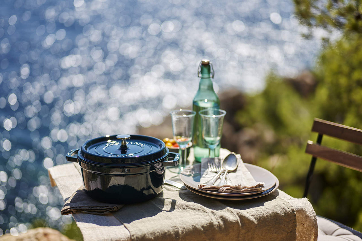 Cocotte Round 24 cm La Mer by STAUB – 24cm, 3.8 liters, Cast Iron, La Mer, Model 40508-654-0