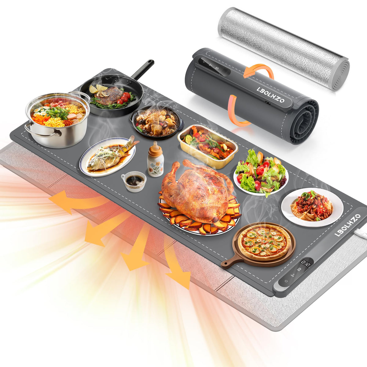 LBOLHZO Electric Food Warmer Mat, 36 x 16 Inch, Grey