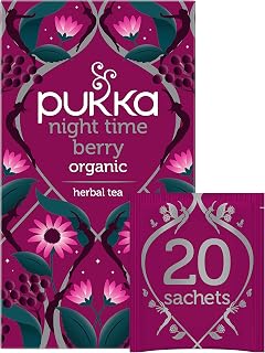 Pukka Organic Night Time Berry Herbal Tea with Chamomile, Echinacea, and Elderberry, Caffeine Free, 20 Total Tea Bags