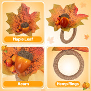 Alphatool Thanksgiving Napkin Rings, Maple Leaf Acorn Design, Set of 12