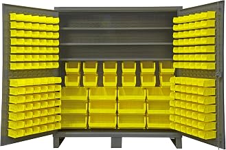 Durham Extra Heavy Duty Welded 12 Gauge Steel Cabinet with 192 Bins, HDC72-192-3S95, 1300 lbs Shelf Capacity, 24" Length x 72" Width x 78" Height, 3 Shelves
