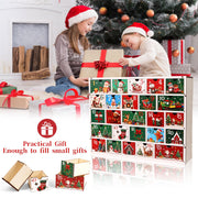 CCINEE Wooden Advent Calendar, 25 Drawers, Multicolor Cartoon Holiday Design