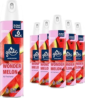Glade Air Freshener Spray, Wonder Melon Limited Edition, Fragrance Infused with Essential Oils, 100% Natural Propellent, 8 oz, Pack of 6